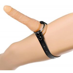 Thigh Or Boot Leather Strap On Dildo Harness - Black- Bulk