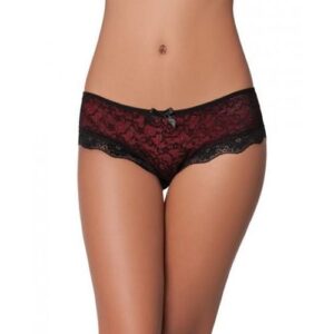 Cage Back Lace Panty Black Red L/XL