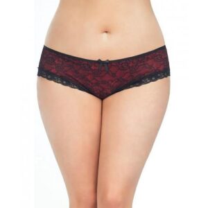 Cage Back Lace Panty Black Red 3X/4X