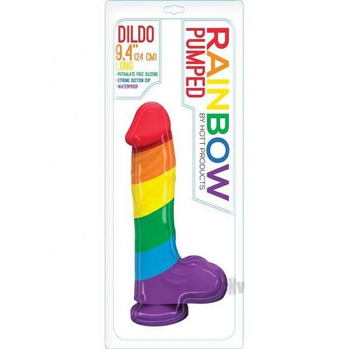 Rainbow Pumped Silicone Dildo 9.4 inches - Image 2