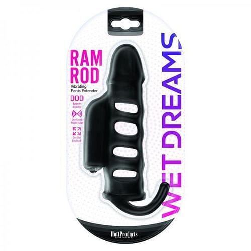 Ram Rod Penis Sleeve With Power Bullet Black - Image 2