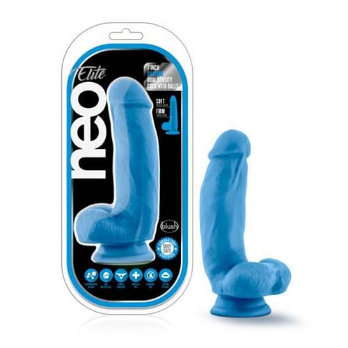 Neo Elite Dd Cock W/balls 7 Blue - Image 2