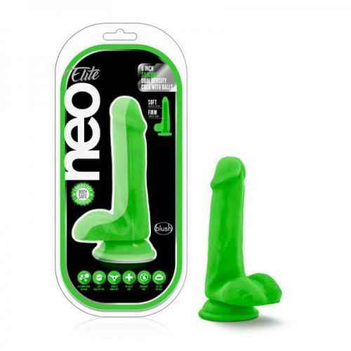 Neo Elite 6 inches Silicone Dual Density Cock, Balls Green - Image 4
