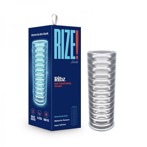 Rize Ribz Glow In The Dark Self Lubricating Stroker Clear - Image 2