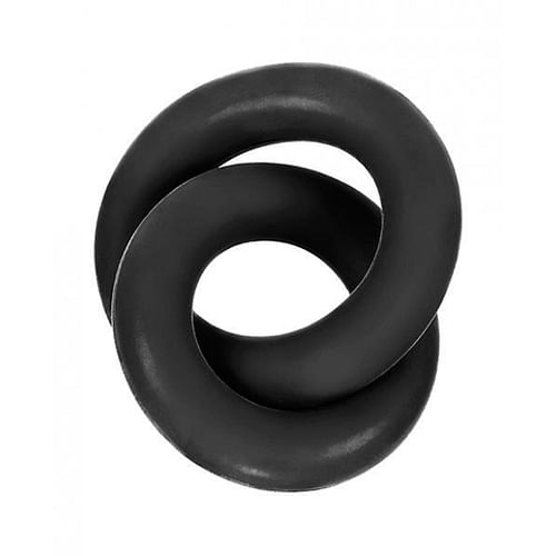 Hunkyjunk Duo Linked Cock & Ball Rings Tar Black