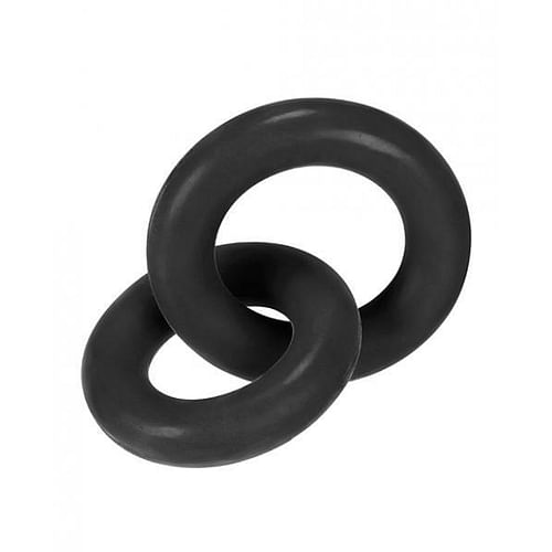 Hunkyjunk Duo Linked Cock & Ball Rings Tar Black - Image 2