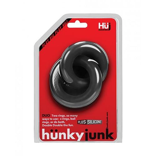 Hunkyjunk Duo Linked Cock & Ball Rings Tar Black - Image 4