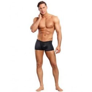 Male Power Satin Lycra Boxer Shorts Black Medium