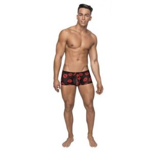 Kiss Me Mini Shorts Sheer Lips Black Medium