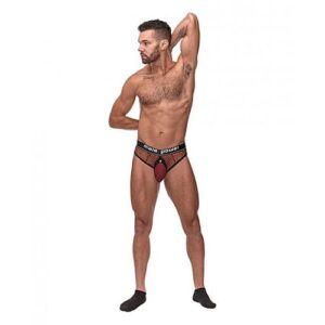 Cock Pit Fishnet Cock Ring Thong Red S/m