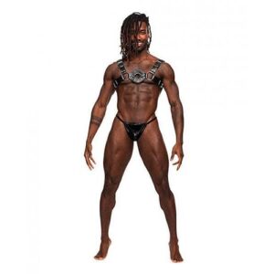 Libra Pu Leather Chest Harness Black O/s