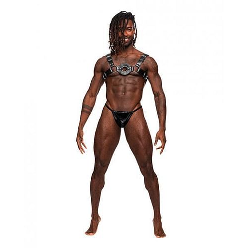 Libra Pu Leather Chest Harness Black O/s