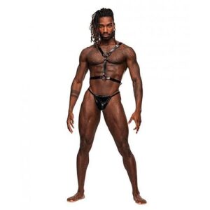 Sagittarius Pu Leather Chest & Winged Back Harness Black O/s