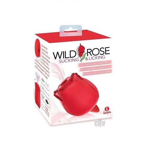 Wild Rose And Tongue Sucking And Licking Vibrator Red - Image 2