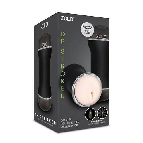 Zolo DP Stroker Double Ended Masturbator Beige - Image 2