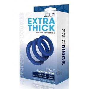 Zolo Extra Thick Cock Ring 3pk Navy