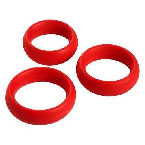 3 Piece Silicone C Ring Set - Red