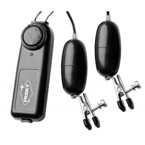 Frisky Vibe Me Vibrating Nipple Clamps Black