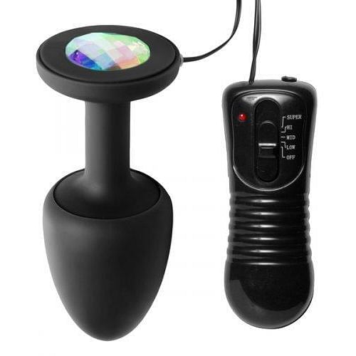 Paragon Gem Accented Vibrating Anal Plug Black - Image 2