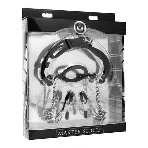 Mutiny Silicone O Ring Gag With Nipple Clamps Black - Image 3