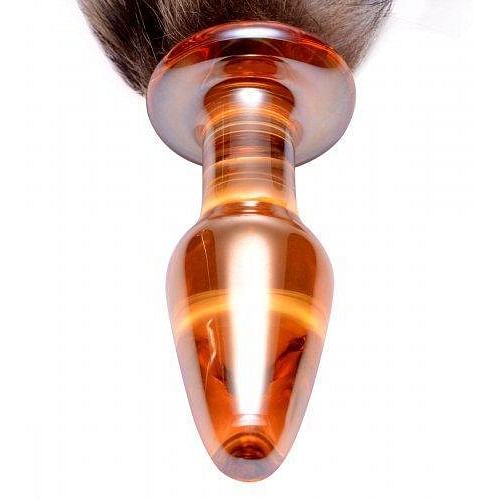 Tailz Faux Fox Tail Orange Glass Anal Plug - Image 4