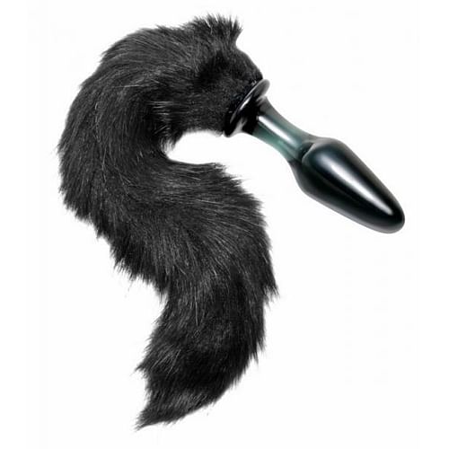 Tailz Midnight Fox Glass Butt Plug With Tail Black - Image 2