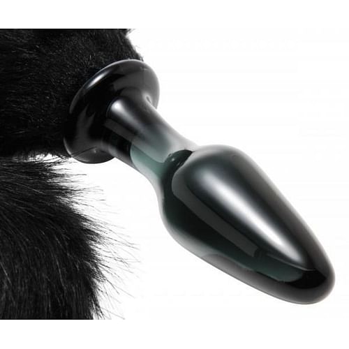 Tailz Midnight Fox Glass Butt Plug With Tail Black - Image 3