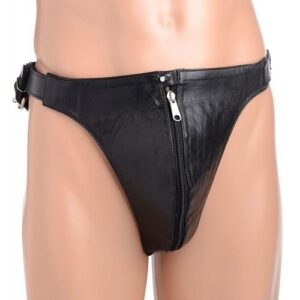 Spiked Leather Confinement Jock Strap Black