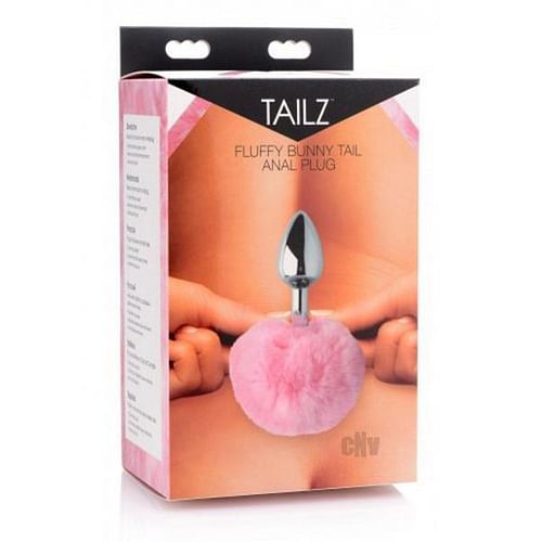 Fluffy Bunny Tail Anal Metal Butt Plug Pink - Image 3