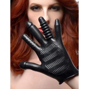 Pleasure Poker Textured Glove Black