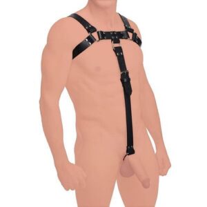 English Bull Dog Harness With Cock Strap Black