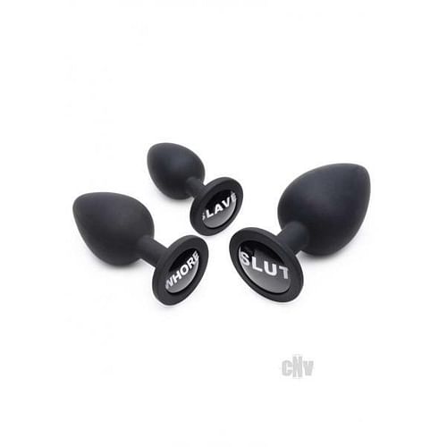 Dirty Words Anal Plug Set 3 Piece Black Plugs - Image 2