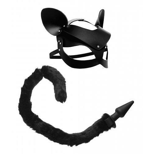 Cat Tail Anal Plug And Mask Set Black - Image 2