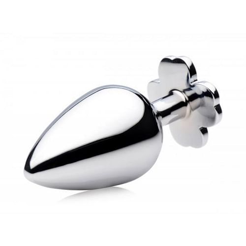 Booty Sparks Lucky Clover Gem Anal Plug Large Silver - Image 3
