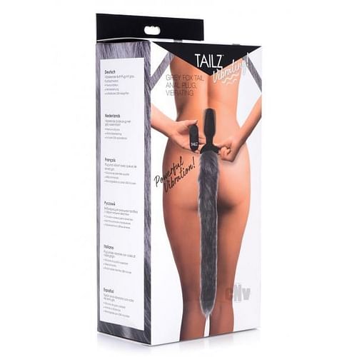 Gray Remote Control Vibrating Fox Tail Anal Plug - Image 4