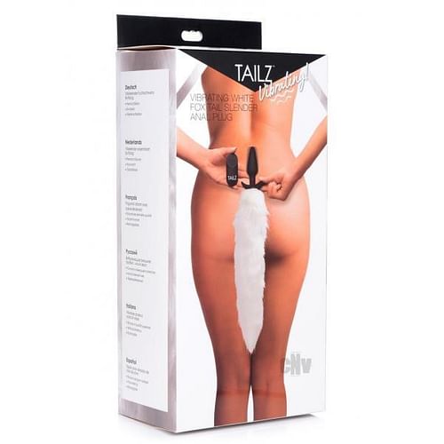 Vibrating White Fox Tail Slender Anal Plug - Image 3