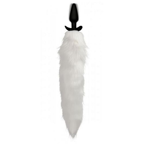 Vibrating White Fox Tail Slender Anal Plug - Image 4