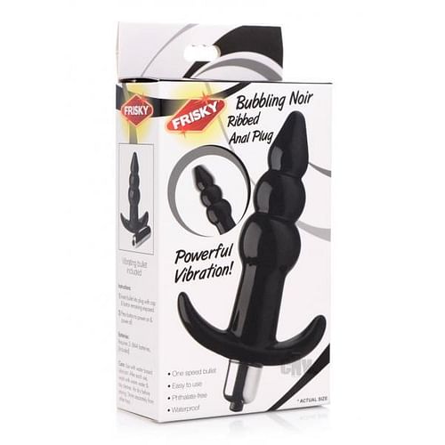 Ribbed Vibrating Butt Plug Black - Image 2