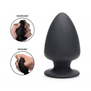 Squeezable Silicone Anal Plug Small Black