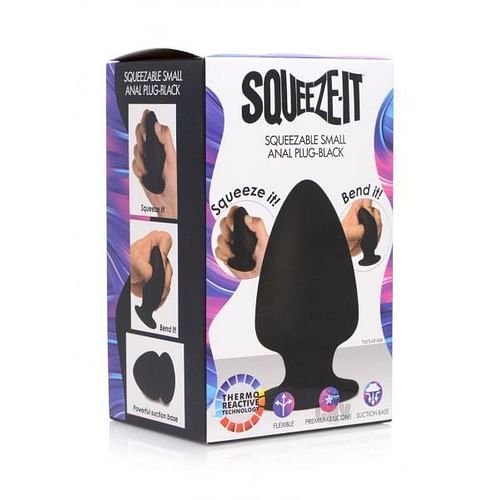 Squeezable Silicone Anal Plug Small Black - Image 4