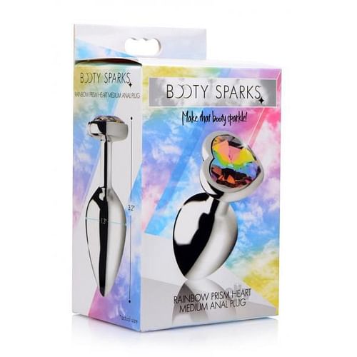 Rainbow Prism Heart Anal Plug - Medium - Image 2