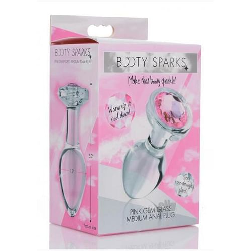 Pink Gem Glass Anal Plug - Medium - Image 2