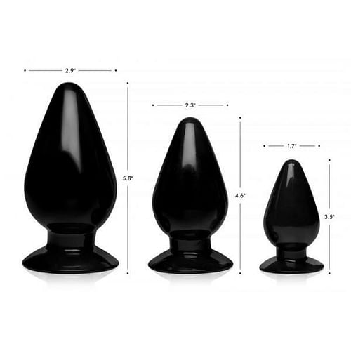 Triple Cones 3 Piece Anal Plug Set - Black - Image 5