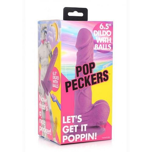 Pop Peckers Dildo W/balls 6.5 Purple