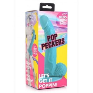Pop Peckers Dildo W/balls 7.5 Blue