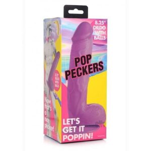 Pop Peckers Dildo W/balls 8.25 Purple