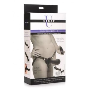 Strap U 28x Lg Dbl Dildo Harn/rc Black