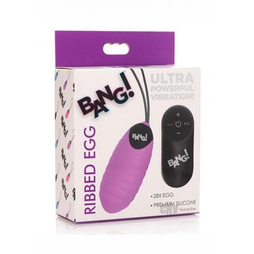 Bang 28x Ribbed Silicone Egg Purple