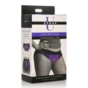 Strap U Lace Envy Crotchless 2xl Purple