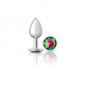 Cheeky Charms Round Rainbow Small Silver Plug